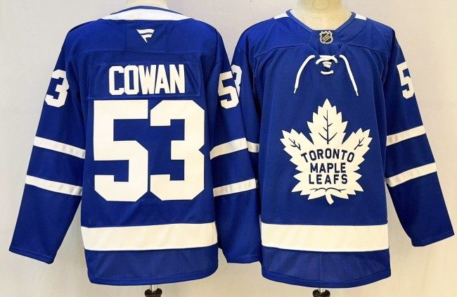 Fanatics Toronto Maple Leafs 53 Easton Cowan Hockey Jersey Blue