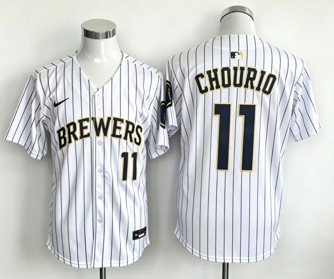 Milwaukee Brewers 11 Jackson Chourio Baseball Jersey White