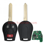 For Nissan 2+1 button remote key with 433mhz PCF7961A HITAG 2 46 chip FCCID:TWB1G766