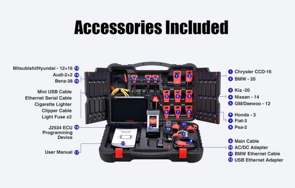 Autel MaxiCOM MK908P Pro Full System Diagnostic Tool with J2534 ECU Programming Multi-Language Weight:10.0KG