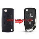 For Citroen 2 button modified flip remote key blank with HU83 407 Blade -- Without battery holder