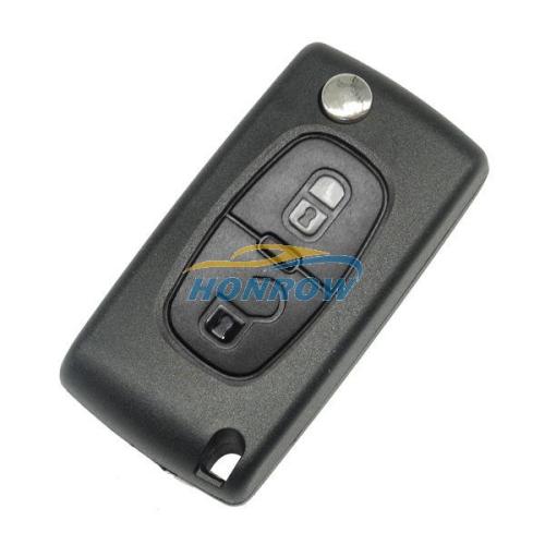 For Peu 407 blade 2 buttons flip remote key shell ( HU83 Blade - 2Button - No battery place )