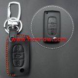 For Peugeot 3 button key cowhide leather case.