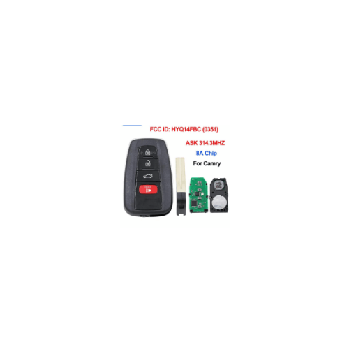 For Toy keyless go  314.3MHz 8A Chip HYQ14FBC  3+1 4 Button Proximity keyless go Remote Car Key