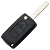 For Peugeot ASK 3 button flip remote key with HU83 407 blade ( With trunk button) 433Mhz PCF7941 Chip (Before 2011 year)