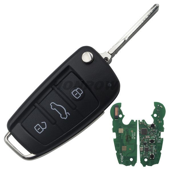 For Audi A6,A6L,Q7 3 buttton remote key with 8E chip 433.92MHZ 4FO837220M Non handsfree system 2004-2009