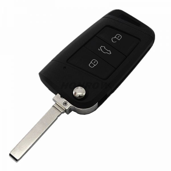 For VW 3 button flip remote key blank with HU162T blade