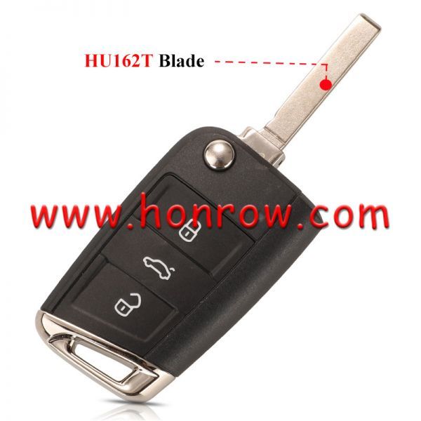 For VW MQB 3 button remote key shell with HU162T Blade