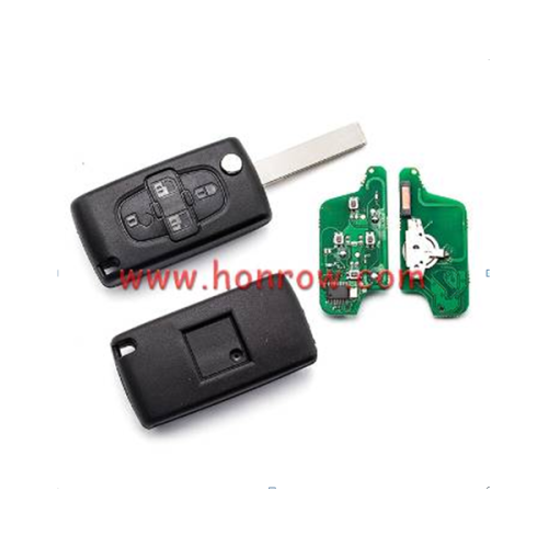 For Peu FSK 4 button flip remote key with HU83 407 blade 433Mhz 46 Chip