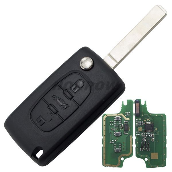 For Cit 3 button flip remote key with VA2 307 blade (With trunk button)  433Mhz ID46 PCF7961 Chip ASK Model