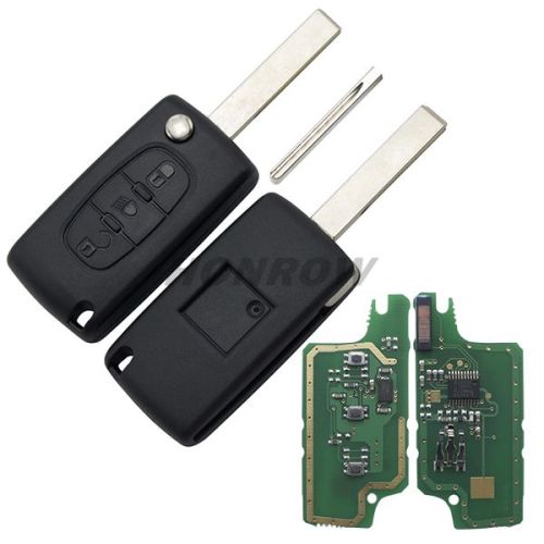 For Cit 3 button flip remote key with HU83 407 blade  (With Light button) 433Mhz ID46 PCF7961 Chip ASK Model