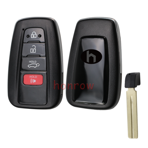 For Toyota C-HR 3+1 button Smart Remote key blank,the blade switch on the back-shell-part