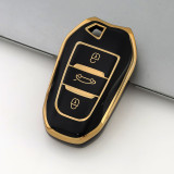 Gold TPU Car Key Cover For  Peugeot  Key Protect Case