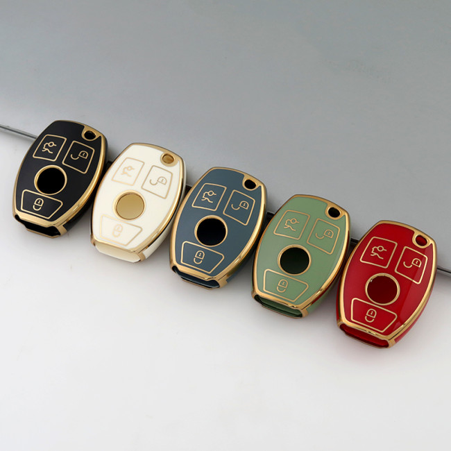 Gold TPU Car Key Cover For  Benz  Key Protect Case