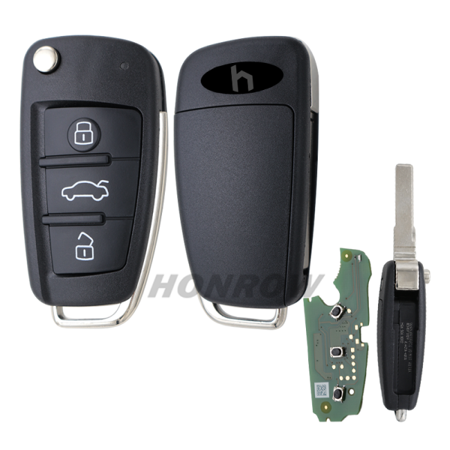 VVDI For Audi A6,A6L,Q7 3 buttton remote key with 8E chip 433/315MHZ  4F0837220M / 4F0837220T Non handsfree system 2004-2011