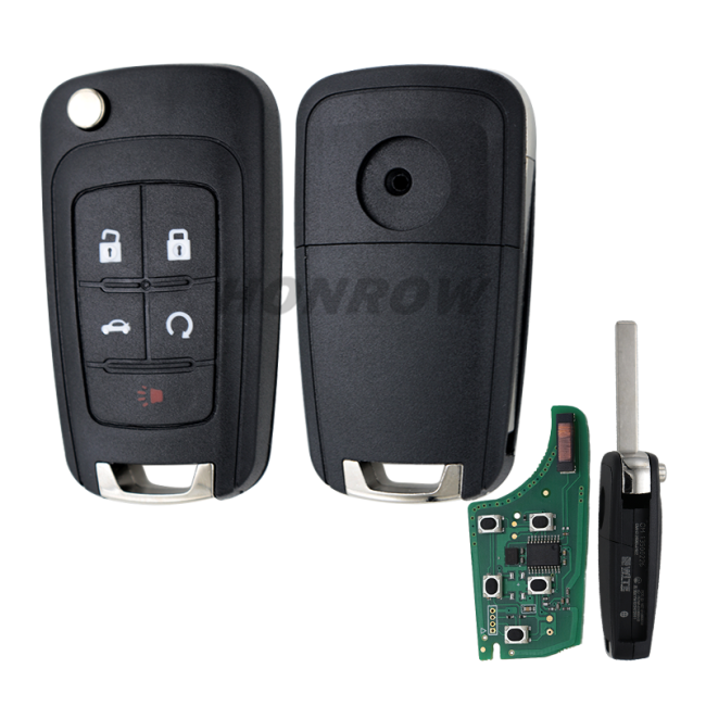 For Chevrolet 4+1 button remote key with 315mhz ID46 PCF7937E(Pcf7941E)   Chip