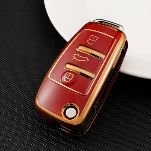 Gold TPU Car Key Cover For  Audi Key Protect Case