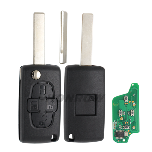 For Peugeot ASK 4 button flip remote key with HU83 407 blade 433Mhz PCF7941 Chip (Before 2011 year)