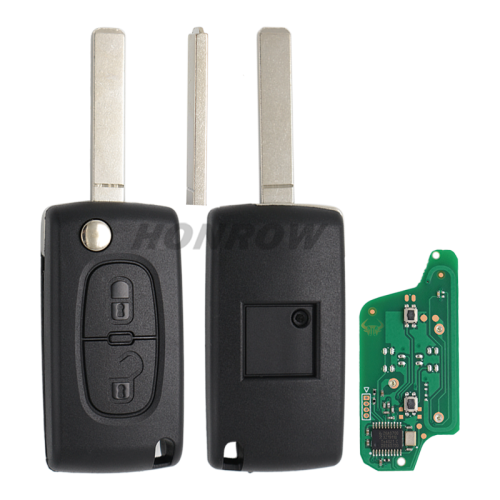 For Peugeot ASK 2 button flip remote key with VA2 307 blade 433Mhz PCF7941 Chip (Before  2011 year)