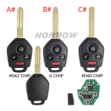 For Subaru Tribeca Legacy Outback 3 button with 433MHz  4D60 4D62 4D82G chip Remote Car Key Fob  FCC ID: CWTWBU766 P/N: 57497-AJ00A