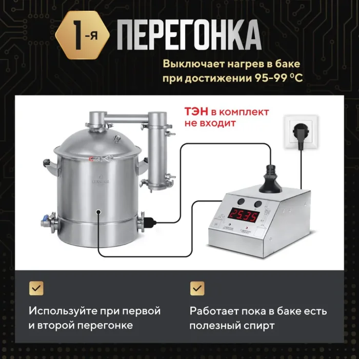 Самогонный аппарат Автоматический LUXSTAHL 8M колонного типа Люкссталь 37 л