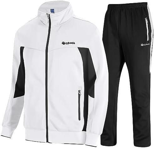 TBMPOY Men's Tracksuits Sweatsuits for Men Sweat Track Suits 2 Piece Casual Athletic Jogging Warm Up Full Zip Sets
