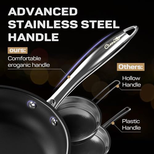 Stainless Steel Nonstick Pots and Pans Set - 11PC, 18/10 Triple Ply Stainless Steel Induction Cookware Set, Kitchen Cookware Sets with Steamer Insert/Stay-Cool Handles, Dishwasher Safe