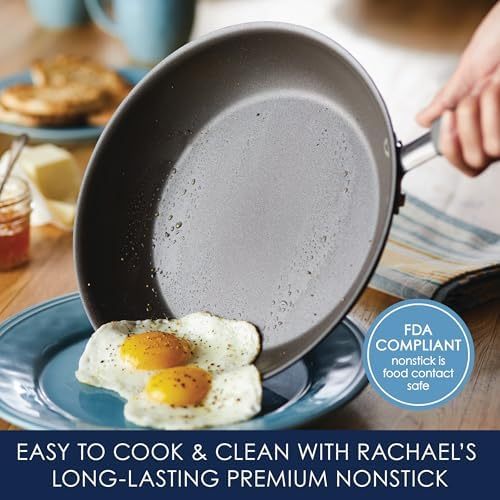 Rachael Ray Cucina Nonstick Cookware Pots and Pans Set, 12 Piece, Agave Blue