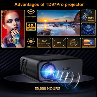 ThundeaL Full HD Projector TD97 Pro 1080P 2K 4K Video Portable Projector WiFi 6 Android Home Theater TD97Pro 3D Smart Pr
