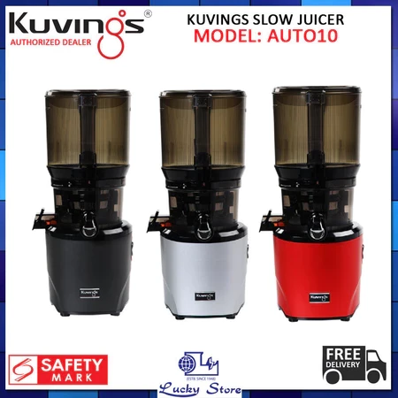 KUVINGS AUTO 10 HAND FREE COLD PRESS SLOW JUICER, WHOLE JUICE EXTRACTOR, LARGE FEEDING TUBE, 10 YEARS WARRANTY ON