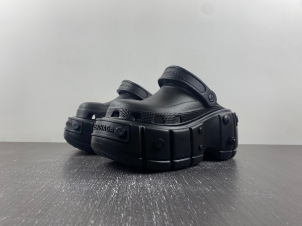 Men Women C*rocs x Ba*lenciaga Hardcrocs Slide 'Nero Silver' 687397‑W1S8N‑1010