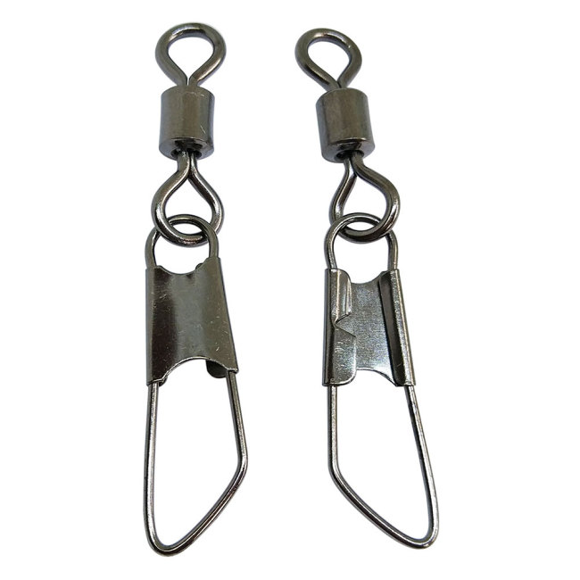 Fishing rolling swivels with safety snap Fishing swivel Snap Lure Connector Solid Ring Swivels Fishing Accessories