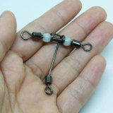 3 Way Swivels Three Way Fishing Swivel Tackle Stainless Steel T-Shape Fishing Barrel Rolling Swivel With Glow Beads