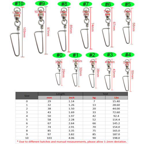Stainless Steel Fishing Ball Bearing Swivels with Coast Lock Snap Heavy Duty Fishing Tackle,Rated from 5kg TO 125kg