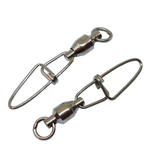 Stainless Steel Fishing Ball Bearing Swivels with Insurance Snap Fishing Tackle,Rated from 9kg-117kg