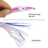 Fishing Squid Skirts Octopus Lures, Glow Soft Plastic Fishing Bait Trolling Lure Saltwater for Bass Salmon Trout