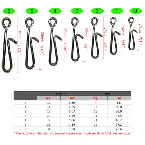 Fishing Hanging Snap Stainless Steel Fishing Snap Clips Freshwather FishHooks Fishing Lure Clips Connector 4kg-33kg