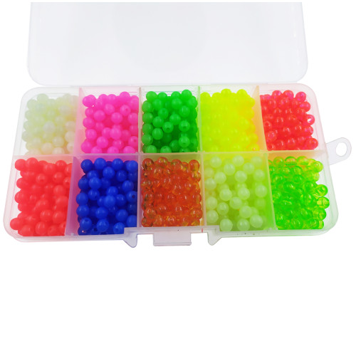 1000PCS 5mm Fishing Beads Accessories Set Mix 10 Colors Round Fishing Rig Beads Luminous Plastic Fishing Line Beads