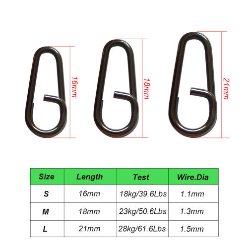 Fishing Split Ring Stainless Steel Snap Clips Fishing Lure Connector Quickly Change Fishing Lures Clip
