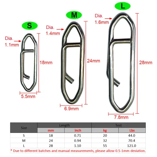 Fishing Power Clips Snap Stainless Steel Snap Clips Fishing Lure Connector FastLink Fishing Tackle
