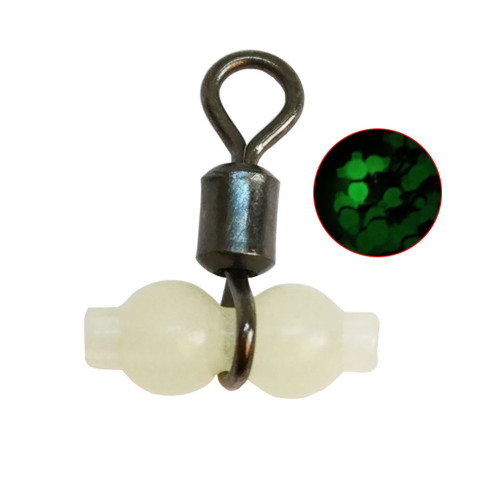 3 Way Fishing Swivel with Luminous Beads Fishing Sinker Weight Connector Bass Fishing Tackle