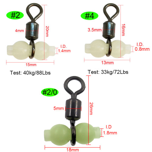 3 Way Fishing Swivel with Luminous Beads Fishing Sinker Weight Connector Bass Fishing Tackle