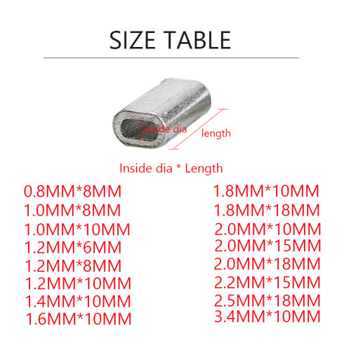 Aluminium Fishing Line Crimp Fishing Wire Crimp Freshwather FishHooks Fishing Line Sleeve Connector
