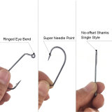 60°Jig Hook 1#-8/0# High Carbon Steel Jighead Hook Ringed Eye Single Worm Hook Fishhook inline Fishing Hooks