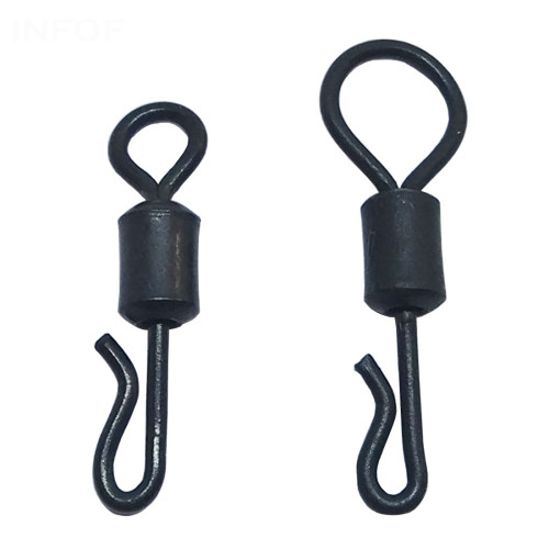 Carp Fishing Swivels Rolling Quick Change Swivels Matte Black Carp Fishing Tackle Capr Fishing Connector Q-Shaped Snap