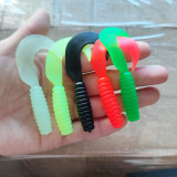 Curly-Tail Swim-Bait Fishing Lure Single Tail Grub Soft Plastic Fishing Angling Swimbait Lures with Tail-Curling Action