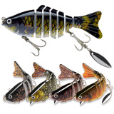 5pcs Fishing Lures with Spinner Blade Multi-Jointed Swimbait for Freshwater and Saltwater Lifelike Baits for Bass Trout Catfish Crappie, Slow Sinking Bass Fishing Lure Kit with Case