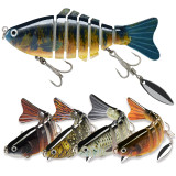 5pcs Fishing Lures with Spinner Blade Multi-Jointed Swimbait for Freshwater and Saltwater Lifelike Baits for Bass Trout Catfish Crappie, Slow Sinking Bass Fishing Lure Kit with Case