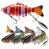 5pcs Fishing Lures with Spinner Blade Multi-Jointed Swimbait for Freshwater and Saltwater Lifelike Baits for Bass Trout Catfish Crappie, Slow Sinking Bass Fishing Lure Kit with Case
