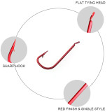 Small Size Red Hook Barbed Fishhook High Carbon Steel Fishing Hooks